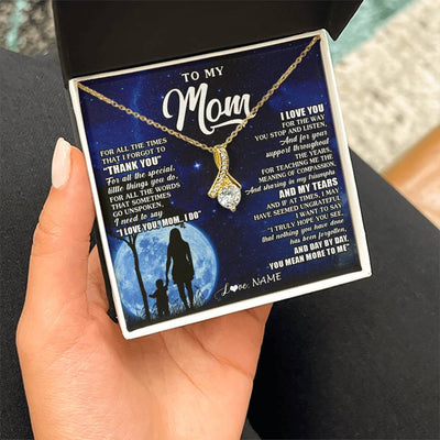Alluring Beauty Necklace 18K Yellow Gold Finish | 2 | Personalized To My Mom Necklace From Daughter Son Thank You Grateful Love Mom Birthday Mothers Day Thanksgiving Christmas Customized Gift Box Message Card | teecentury