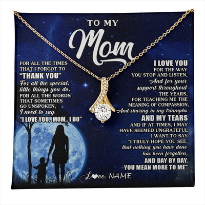 Alluring Beauty Necklace 18K Yellow Gold Finish | 1 | Personalized To My Mom Necklace From Daughter Son Thank You Grateful Love Mom Birthday Mothers Day Thanksgiving Christmas Customized Gift Box Message Card | teecentury