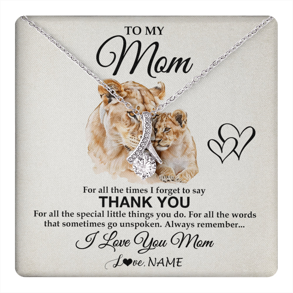 Alluring Beauty Necklace 14K White Gold Finish | 1 | Personalized To My Mom Necklace From Daughter Son Thank You Lion Mom Gift For Mothers Day Birthday Gift Christmas For Mom Customized Gift Box Message Card | teecentury