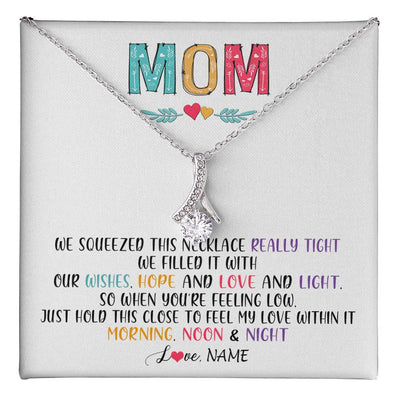 Alluring Beauty Necklace 14K White Gold Finish | 1 | Personalized To My Mom Necklace From Daughter Son We Squeezed This Necklace Mom Birthday Mothers Day Christmas Jewelry Customized Gift Box Message Card | teecentury