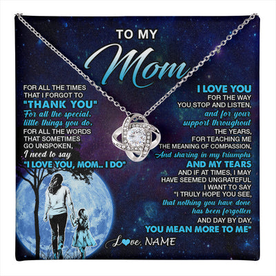 Love Knot Necklace 14K White Gold Finish | 1 | Personalized To My Mom Necklace From Daughter Thank You Day By Day Mom Birthday Gifts Mothers Day Christmas Customized Gift Box Message Card | teecentury