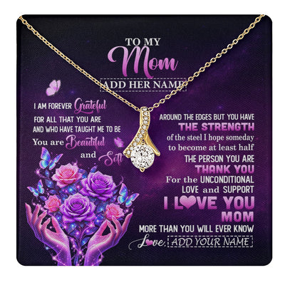 Alluring Beauty Necklace 18K Yellow Gold Finish | 1 | Personalized To My Mom Necklace From Daughter Thank You For Love Butterfly Mom Birthday Mothers Day Thanksgiving Christmas Custom Gift Box Message Card | https://teecentury.