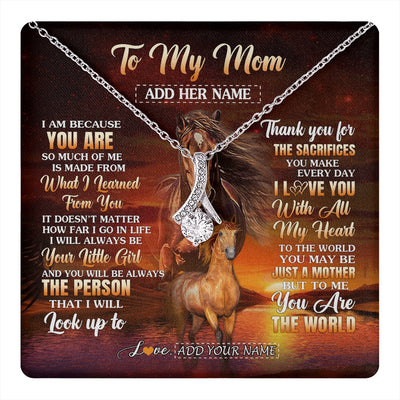 Alluring Beauty Necklace 14K White Gold Finish | 1 | Personalized To My Mom Necklace From Daughter Thank You For The Sacrifices Horse Mom Birthday Mothers Day Thanksgiving Christmas Custom Gift Box Message Card | https://teecentury.