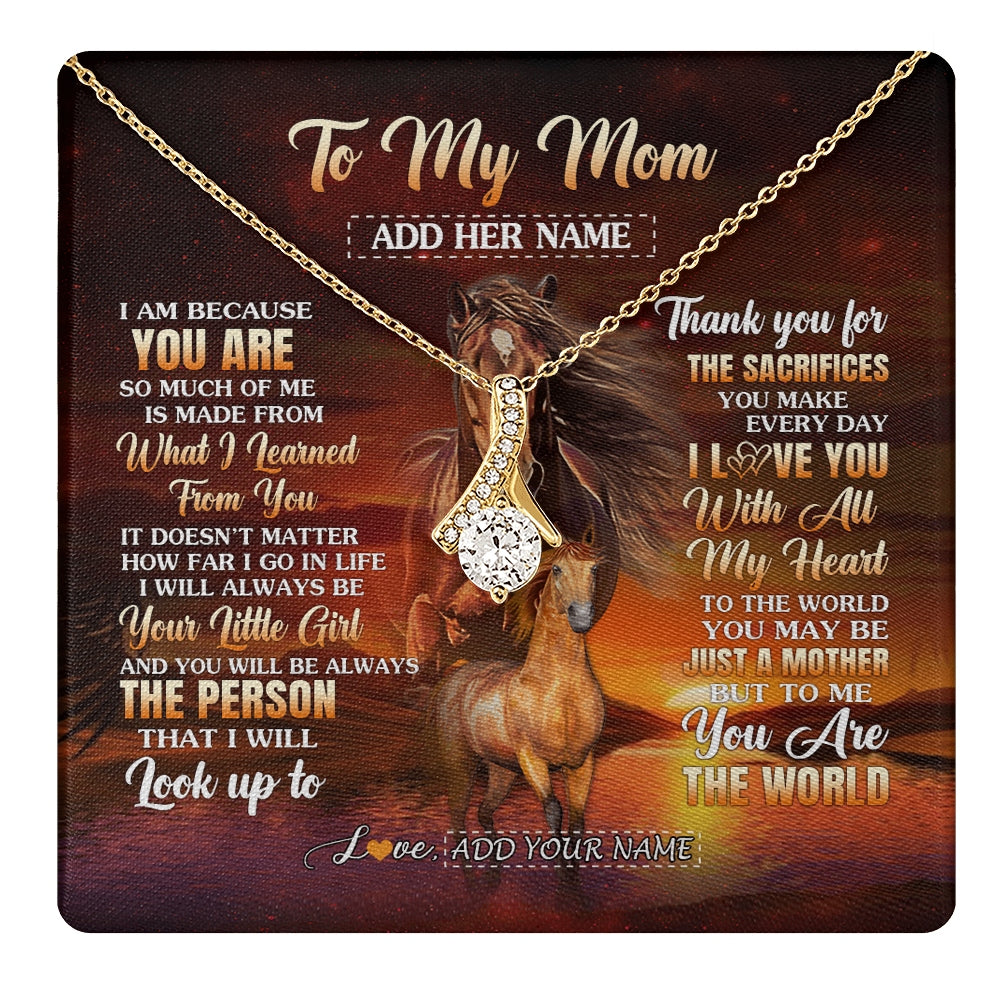 Alluring Beauty Necklace 18K Yellow Gold Finish | 1 | Personalized To My Mom Necklace From Daughter Thank You For The Sacrifices Horse Mom Birthday Mothers Day Thanksgiving Christmas Custom Gift Box Message Card | https://teecentury.