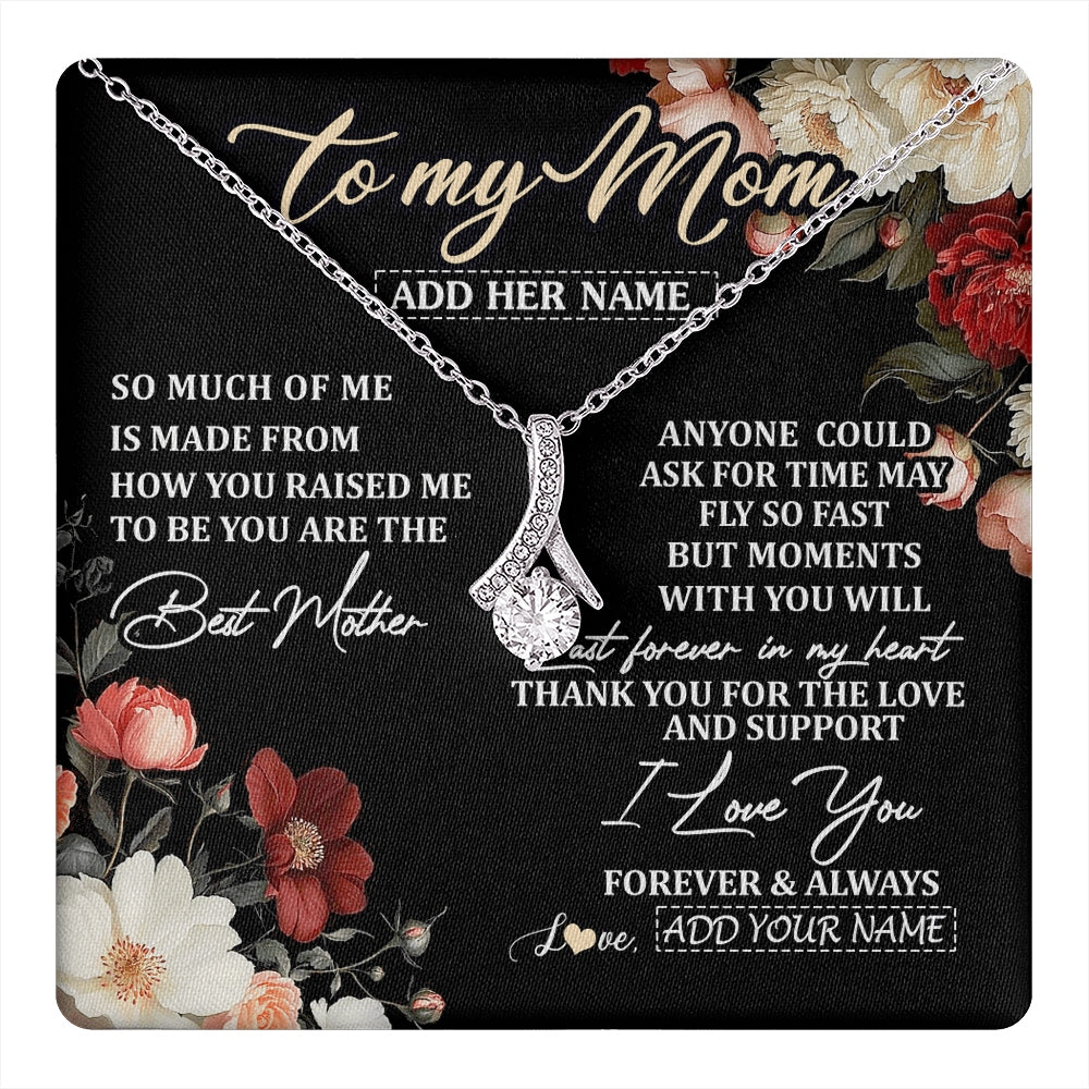 Alluring Beauty Necklace 14K White Gold Finish | 1 | Personalized To My Mom Necklace From Son Daughter For Mom Gifts Meaningful Gifts Mother Jewelry Mother's Day Birthday Christmas Custom Gift Box Message Card | https://teecentury.