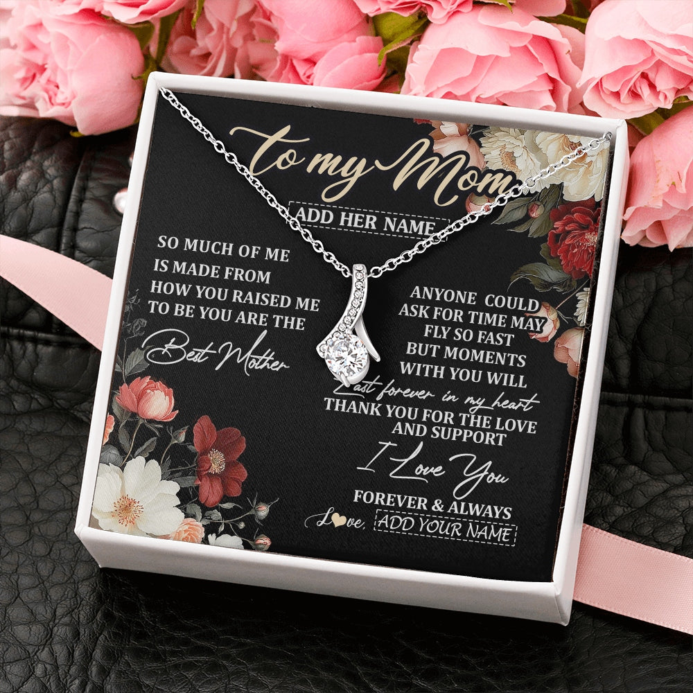 Alluring Beauty Necklace 14K White Gold Finish | 2 | Personalized To My Mom Necklace From Son Daughter For Mom Gifts Meaningful Gifts Mother Jewelry Mother's Day Birthday Christmas Custom Gift Box Message Card | https://teecentury.