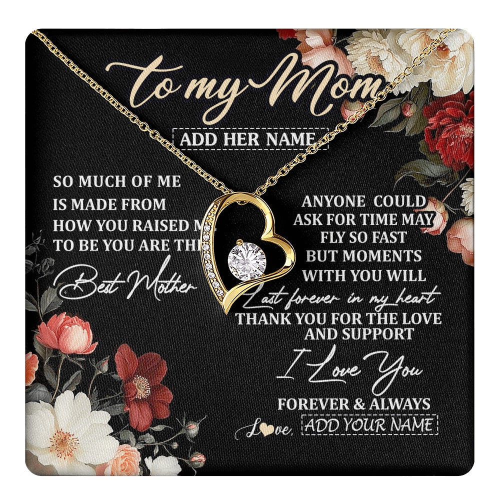Forever Love Necklace 18K Yellow Gold Finish | 1 | Personalized To My Mom Necklace From Son Daughter For Mom Gifts Meaningful Gifts Mother Jewelry Mother's Day Birthday Christmas Custom Gift Box Message Card | https://teecentury.