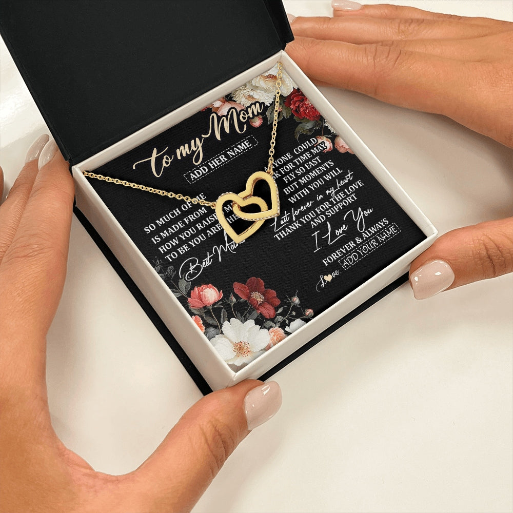 Interlocking Hearts Necklace 18K Yellow Gold Finish | 2 | Personalized To My Mom Necklace From Son Daughter For Mom Gifts Meaningful Gifts Mother Jewelry Mother's Day Birthday Christmas Custom Gift Box Message Card | https://teecentury.