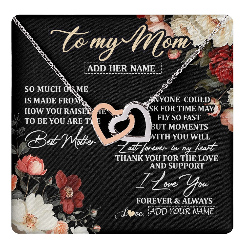 Interlocking Hearts Necklace Stainless Steel & Rose Gold Finish | 1 | Personalized To My Mom Necklace From Son Daughter For Mom Gifts Meaningful Gifts Mother Jewelry Mother's Day Birthday Christmas Custom Gift Box Message Card | https://teecentury.