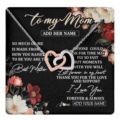 Interlocking Hearts Necklace Stainless Steel & Rose Gold Finish | 1 | Personalized To My Mom Necklace From Son Daughter For Mom Gifts Meaningful Gifts Mother Jewelry Mother's Day Birthday Christmas Custom Gift Box Message Card | https://teecentury.