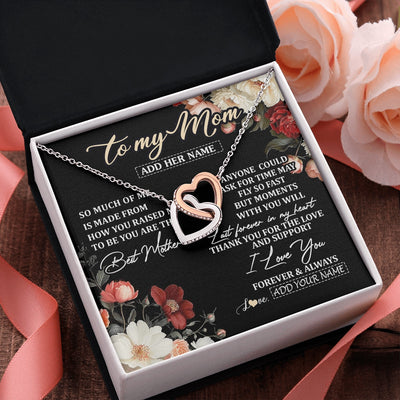 Interlocking Hearts Necklace Stainless Steel & Rose Gold Finish | 2 | Personalized To My Mom Necklace From Son Daughter For Mom Gifts Meaningful Gifts Mother Jewelry Mother's Day Birthday Christmas Custom Gift Box Message Card | https://teecentury.