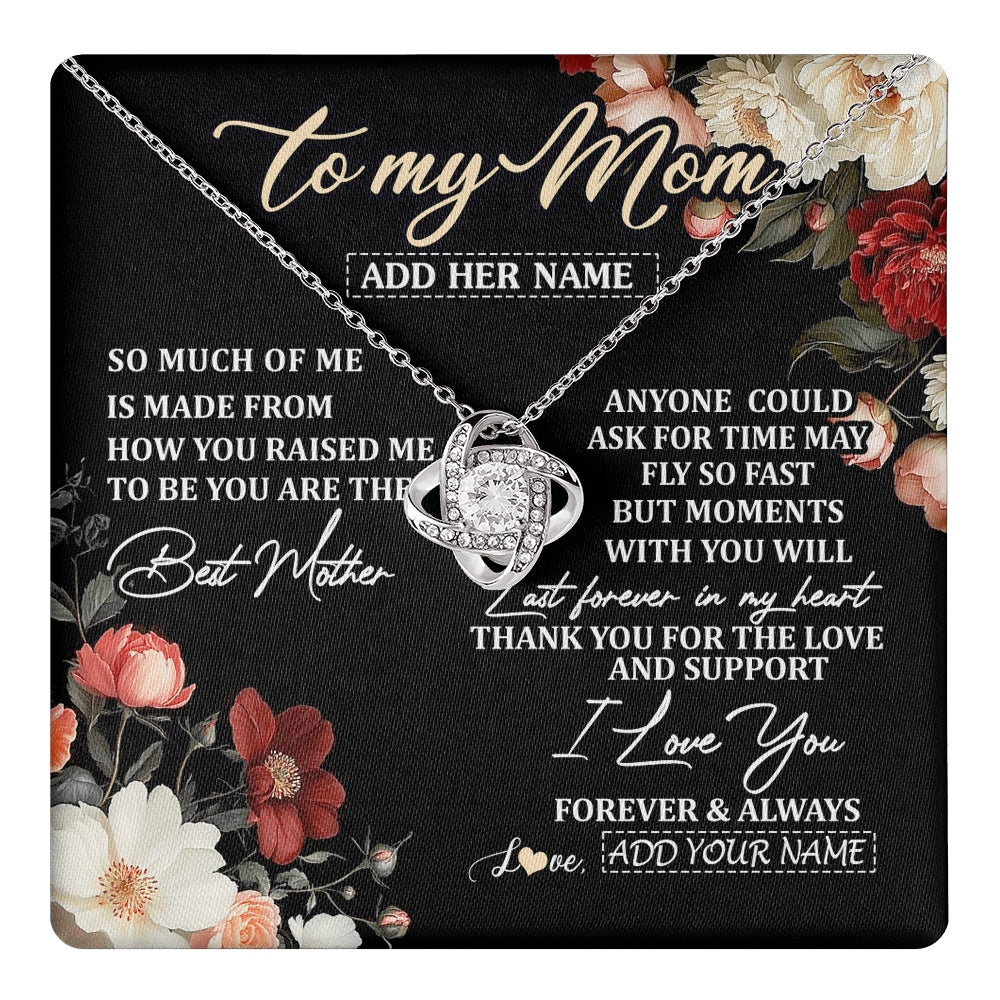 Love Knot Necklace 14K White Gold Finish | 1 | Personalized To My Mom Necklace From Son Daughter For Mom Gifts Meaningful Gifts Mother Jewelry Mother's Day Birthday Christmas Custom Gift Box Message Card | https://teecentury.