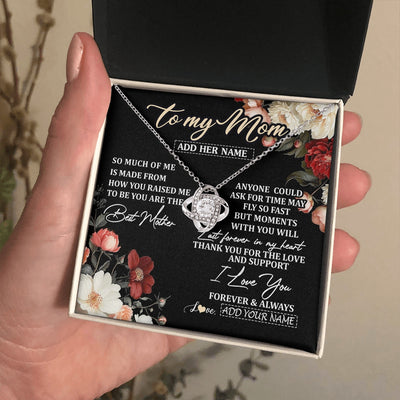 Love Knot Necklace 14K White Gold Finish | 2 | Personalized To My Mom Necklace From Son Daughter For Mom Gifts Meaningful Gifts Mother Jewelry Mother's Day Birthday Christmas Custom Gift Box Message Card | https://teecentury.