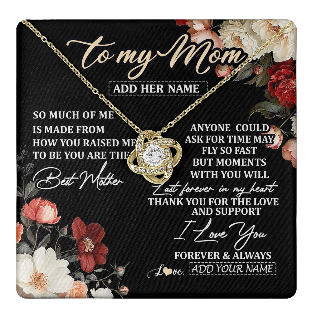 Love Knot Necklace 18K Yellow Gold Finish | 1 | Personalized To My Mom Necklace From Son Daughter For Mom Gifts Meaningful Gifts Mother Jewelry Mother's Day Birthday Christmas Custom Gift Box Message Card | https://teecentury.
