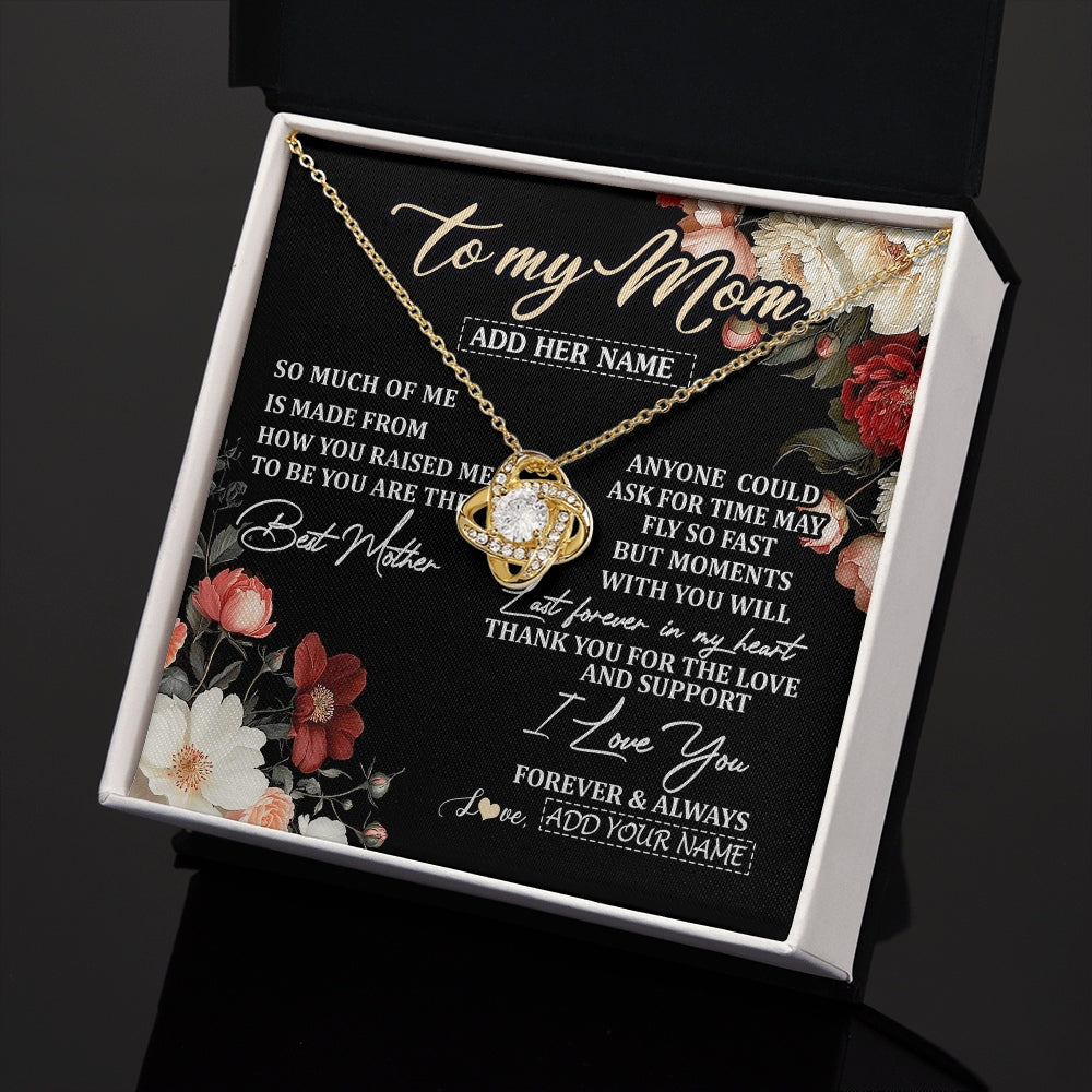 Love Knot Necklace 18K Yellow Gold Finish | 2 | Personalized To My Mom Necklace From Son Daughter For Mom Gifts Meaningful Gifts Mother Jewelry Mother's Day Birthday Christmas Custom Gift Box Message Card | https://teecentury.