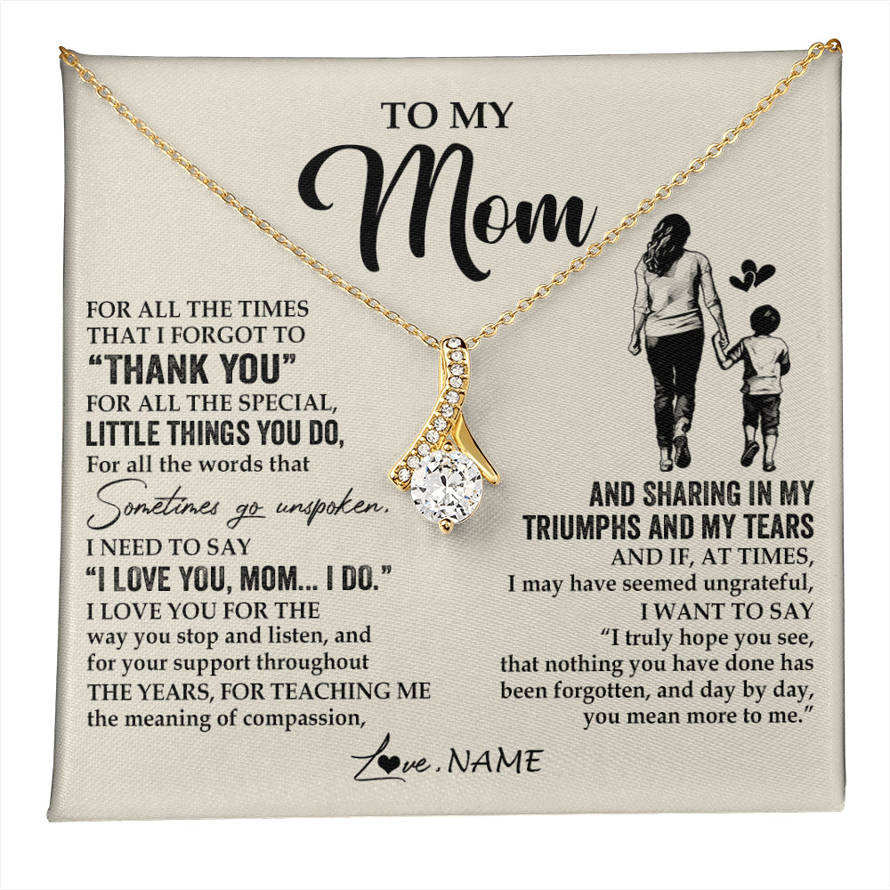 Alluring Beauty Necklace 18K Yellow Gold Finish | 1 | Personalized To My Mom Necklace From Son For All The Times That I Forgot To Thank You Mom Birthday Mothers Day Christmas Customized Gift Box Message Card | teecentury
