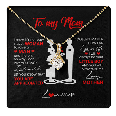 Alluring Beauty Necklace 18K Yellow Gold Finish | 1 | Personalized To My Mom Necklace From Son Little Son Always Be My Loving Mother Birthday Mothers Day Christmas Pendant Jewelry Customized Gift Box Message Card | teecentury