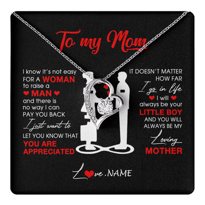Forever Love Necklace 14K White Gold Finish | 1 | Personalized To My Mom Necklace From Son Little Son Always Be My Loving Mother Birthday Mothers Day Christmas Pendant Jewelry Customized Gift Box Message Card | teecentury