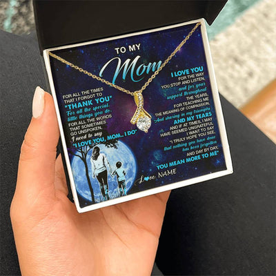 Alluring Beauty Necklace 18K Yellow Gold Finish | 2 | Personalized To My Mom Necklace From Son Thank You Day By Day Mom Birthday Gifts Mothers Day Christmas Customized Gift Box Message Card | teecentury