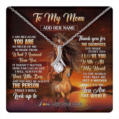 Alluring Beauty Necklace 14K White Gold Finish | 1 | Personalized To My Mom Necklace From Son Thank You For The Sacrifices Horse Mom Birthday Mothers Day Thanksgiving Christmas Custom Gift Box Message Card | https://teecentury.