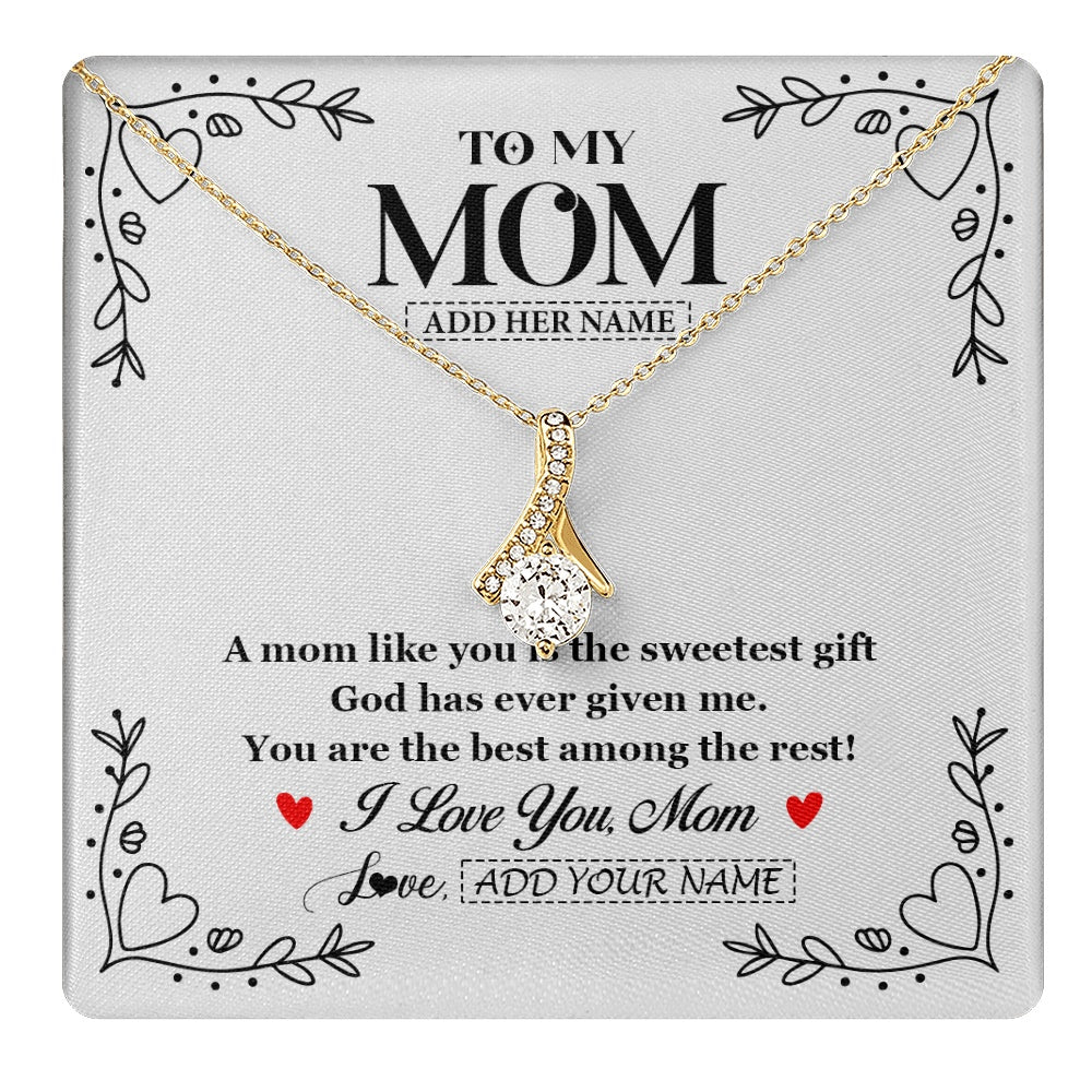 Alluring Beauty Necklace 18K Yellow Gold Finish | 1 | Personalized To My Mom Necklace Gifts From Daughter Son You Are The Sweetest Gift God Gave Me Mom Birthday Mothers Day Christmas Custom Gift Box Message Card | https://teecentury.