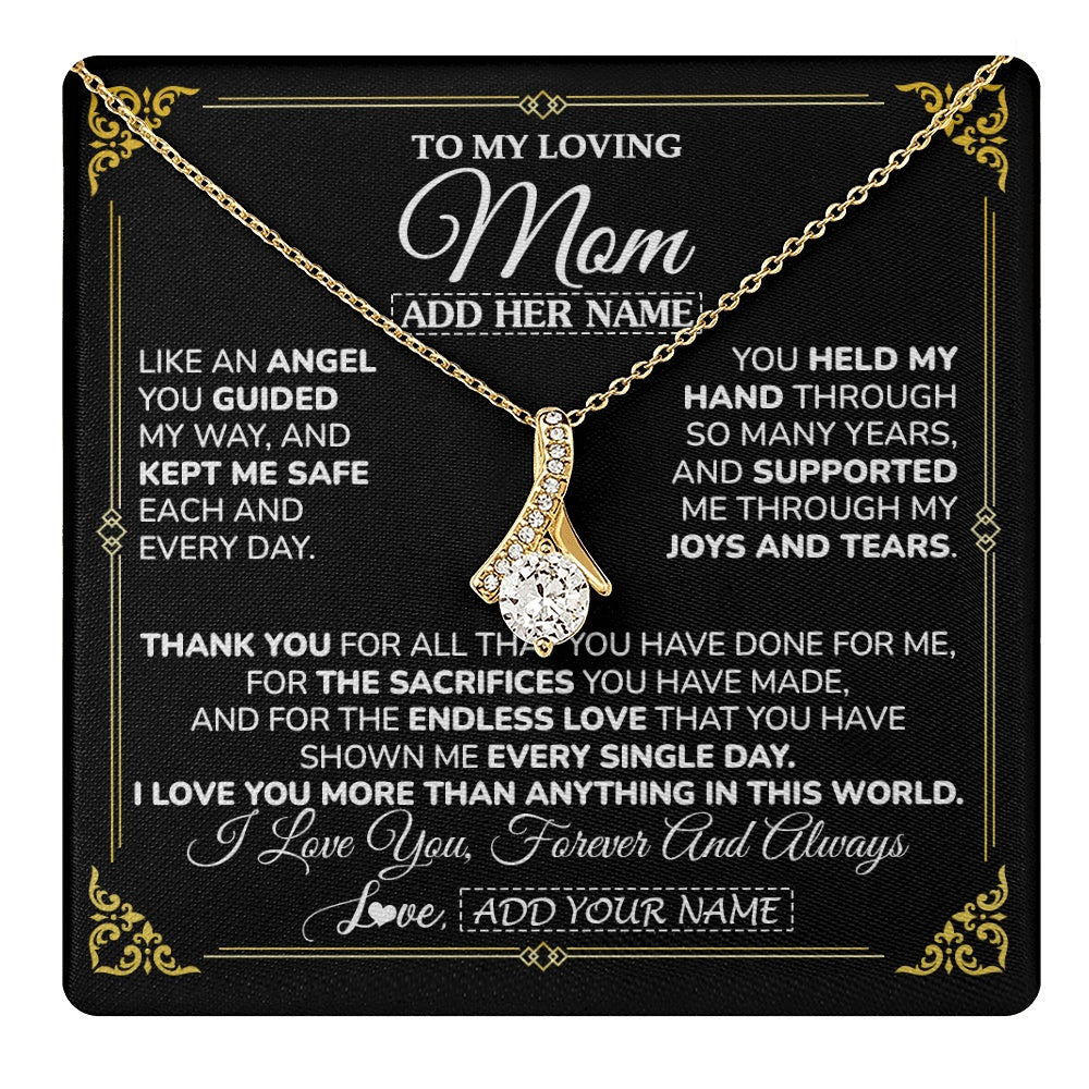 Alluring Beauty Necklace 18K Yellow Gold Finish | 1 | Personalized To My Mom Necklace Gifts Meaningful Gift To Mom From Son Daughter Without You There Is No Me Mothers Day Birthday Custom Gift Box Message Card | https://teecentury.
