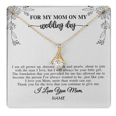Alluring Beauty Necklace 18K Yellow Gold Finish | 1 | Personalized To My Mom On My Wedding Day Necklace From Daughter Bride I Love You Mom Mother Jewelry Customized Gift Box Message Card | teecentury