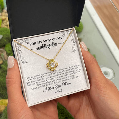 Love Knot Necklace 18K Yellow Gold Finish | 2 | Personalized To My Mom On My Wedding Day Necklace From Daughter Bride I Love You Mom Mother Jewelry Customized Gift Box Message Card | teecentury