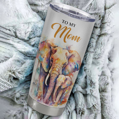 Personalized To My Mom Tumbler From Son Stainless Steel Cup Elephant A Woman To Raise A Child Mom Gift Birthday Mothers Day Thanksgiving Christmas Travel Mug | teecentury