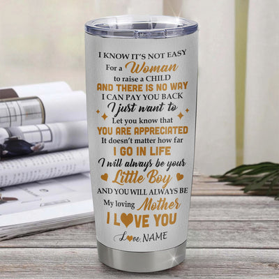 Personalized To My Mom Tumbler From Son Stainless Steel Cup Elephant A Woman To Raise A Child Mom Gift Birthday Mothers Day Thanksgiving Christmas Travel Mug | teecentury