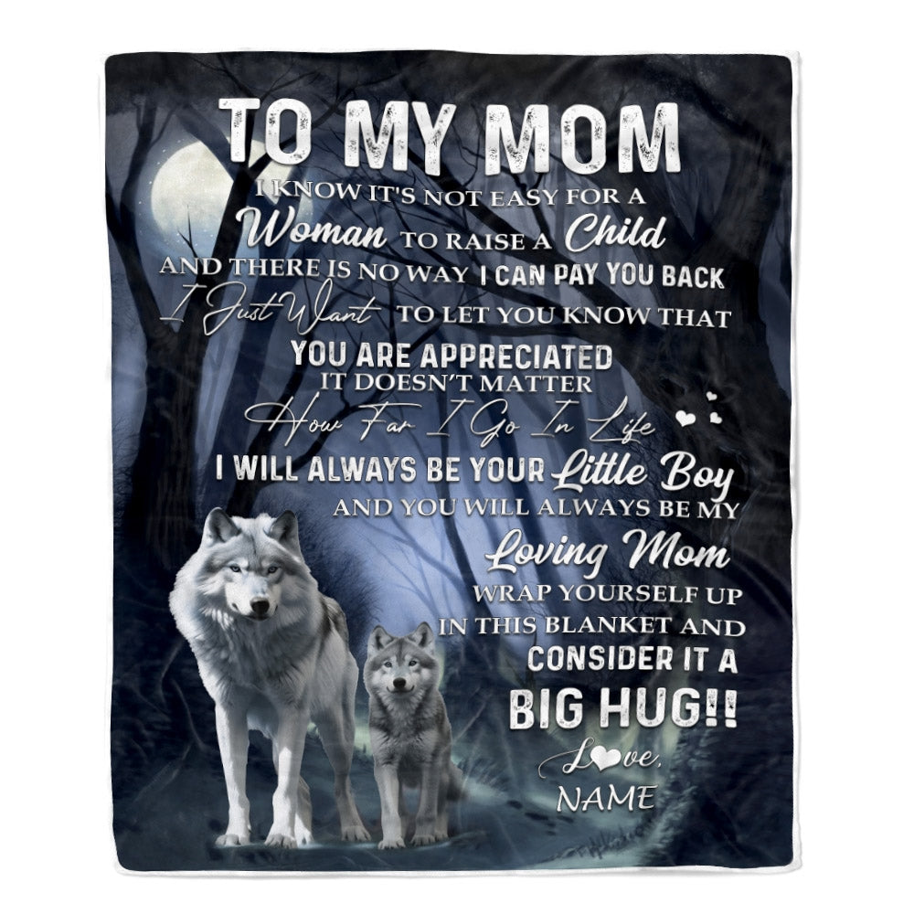 Personalized To My Mom Wolf Blanket From Son There Is No Way I Can Pay You Back You Are Appreiated Mom Mother's Day Birthday Christmas Fleece Blanket Blanket | Teecentury.com