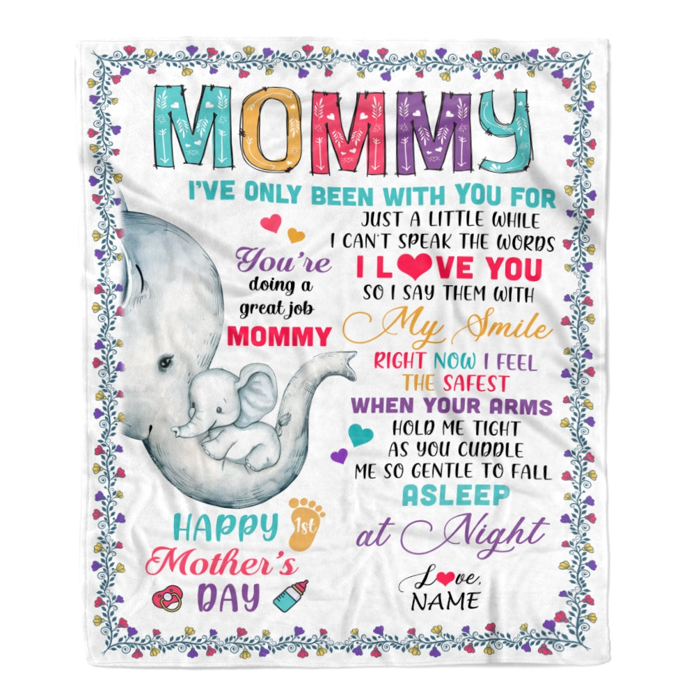 Personalized To My Mommy Blanket First Time Mom Elephant You Are Doing A Great Job Happy 1st Mothers Day Custom Baby Name To Mother Customized Fleece Blanket | teecentury