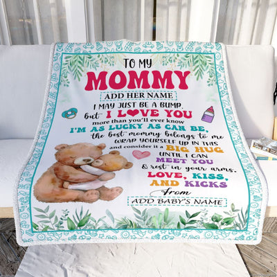 Personalized To My Mommy Blanket From Baby First Time Mom Bear I May Just Be A Bump Happy 1st Mothers Day Custom Baby Name Customized Bed Fleece Blanket | teecentury