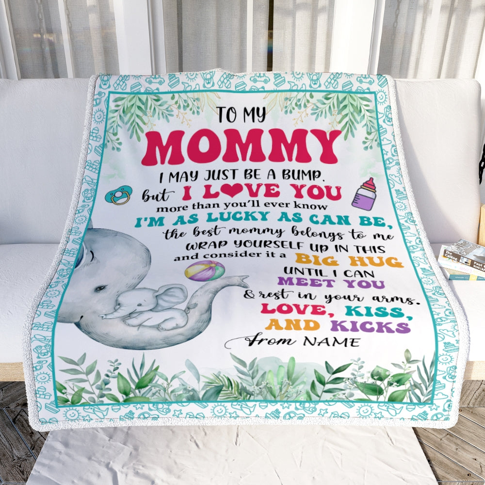 Personalized To My Mommy Blanket From Baby First Time Mom Elephant I May Just Be A Bump Happy 1st Mothers Day Custom Baby Name Customized Bed Fleece Blanket | teecentury