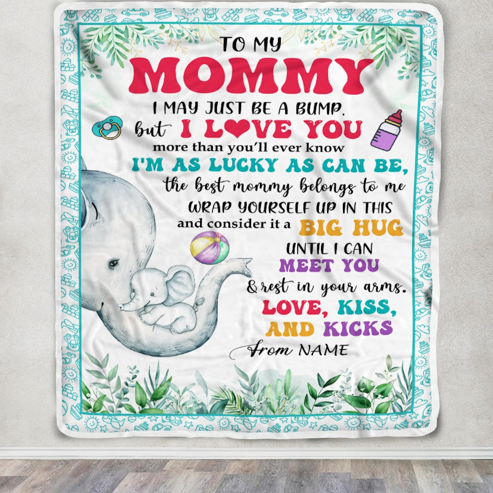 Personalized To My Mommy Blanket From Baby First Time Mom Elephant I May Just Be A Bump Happy 1st Mothers Day Custom Baby Name Customized Bed Fleece Blanket | teecentury