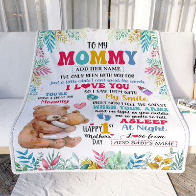 Personalized To My Mommy Blanket From Baby's Name Bump Bear Custom Name Hi Mommy First Time Gifts 1st Mother's Day Customized Fleece Throw Blanket | teecentury