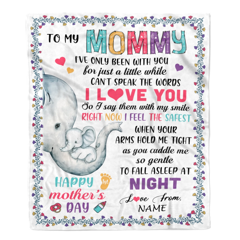 Personalized To My Mommy First Time Mom Elephant Happy Mothers Day Birthday Christmas Customized Fleece Blanket Blanket | Teecentury.com