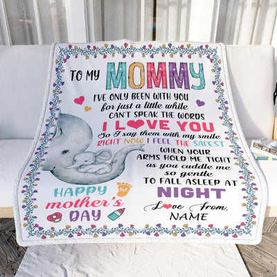 Personalized To My Mommy First Time Mom Elephant Happy Mothers Day Birthday Christmas Customized Fleece Blanket Blanket | Teecentury.com