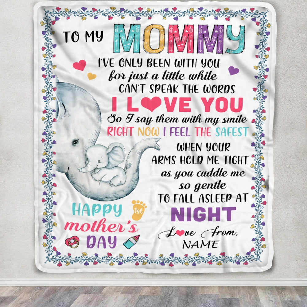 Personalized To My Mommy First Time Mom Elephant Happy Mothers Day Birthday Christmas Customized Fleece Blanket Blanket | Teecentury.com