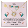Love Knot Necklace 18K Yellow Gold Finish | 1 | Personalized To My Mommy From Your Tummy Necklace Unborn Baby Bump Expecting Mom Mommy Pregnant Wife New Mom Mothers Day Customized Gift Box Message Card | teecentury