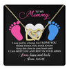Interlocking Hearts Necklace 18K Yellow Gold Finish | 1 | Personalized To My Mommy Necklace Heart Feet Baby First Time for Pregnant Mom Happy 1st Mothers Day Customized Gift Box and Message Card | teecentury