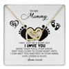 Interlocking Hearts Necklace 18K Yellow Gold Finish | 1 | Personalized To My Mommy Necklace Heart Feet New Mom To Be Baby Pregnancy Mom First Time Mom Happy 1st Mothers Day Customized Gift Box and Message Card | teecentury