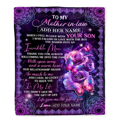 Personalized To My Mother In Law Gifts From Daughter Blanket Butterfly When I Fell Gifts For Mother In Law Birthday Mothers Day Christmas Women Fleece Blanket | teecentury
