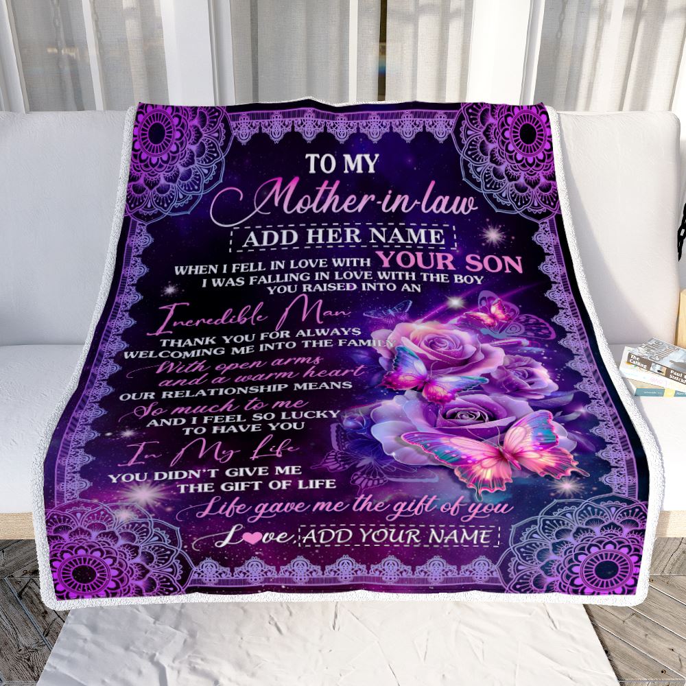 Personalized To My Mother In Law Gifts From Daughter Blanket Butterfly When I Fell Gifts For Mother In Law Birthday Mothers Day Christmas Women Fleece Blanket | teecentury