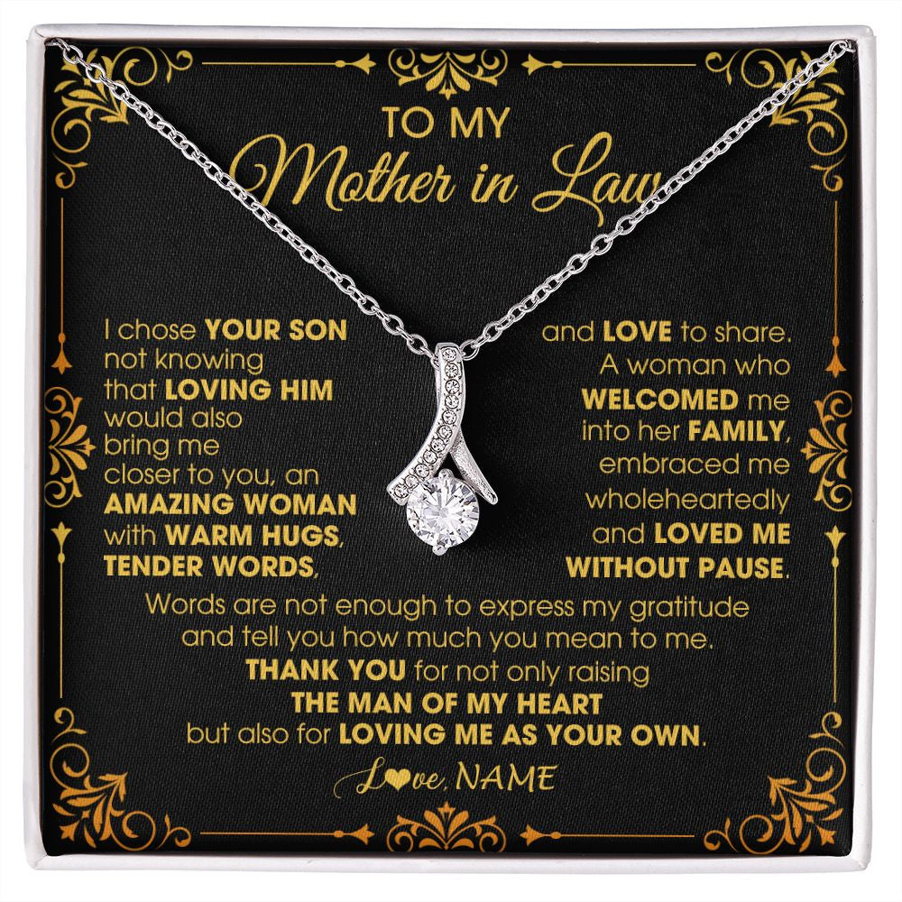 Alluring Beauty Necklace | Personalized To My Mother In Law Necklace From Daughter I Chose You Son Mother In Law Mothers Day Birthday Wedding Christmas Customized Gift Box Message Card | teecentury