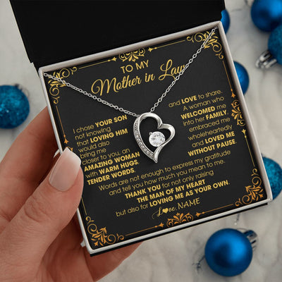 Forever Love Necklace | Personalized To My Mother In Law Necklace From Daughter I Chose You Son Mother In Law Mothers Day Birthday Wedding Christmas Customized Gift Box Message Card | teecentury