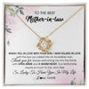 Love Knot Necklace 18K Yellow Gold Finish | Personalized To My Mother In Law Necklace from Daughter In Law I Feel So Lucky Groom's Mother of My Husband Pendant Jewelry Customized Gift Box Message Card | teecentury