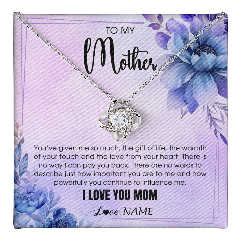 Love Knot Necklace 14K White Gold Finish | 1 | Personalized To My Mother Necklace From Daughter Son I Love You Mom Birthday Gifts Mothers Day Thanksgiving Jewelry Christmas Customized Gift Box Message Card | teecentury