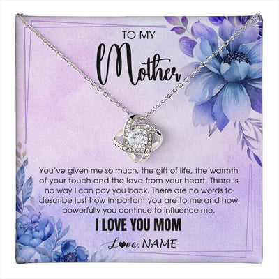 Love Knot Necklace 14K White Gold Finish | 1 | Personalized To My Mother Necklace From Daughter Son I Love You Mom Birthday Gifts Mothers Day Thanksgiving Jewelry Christmas Customized Gift Box Message Card | teecentury