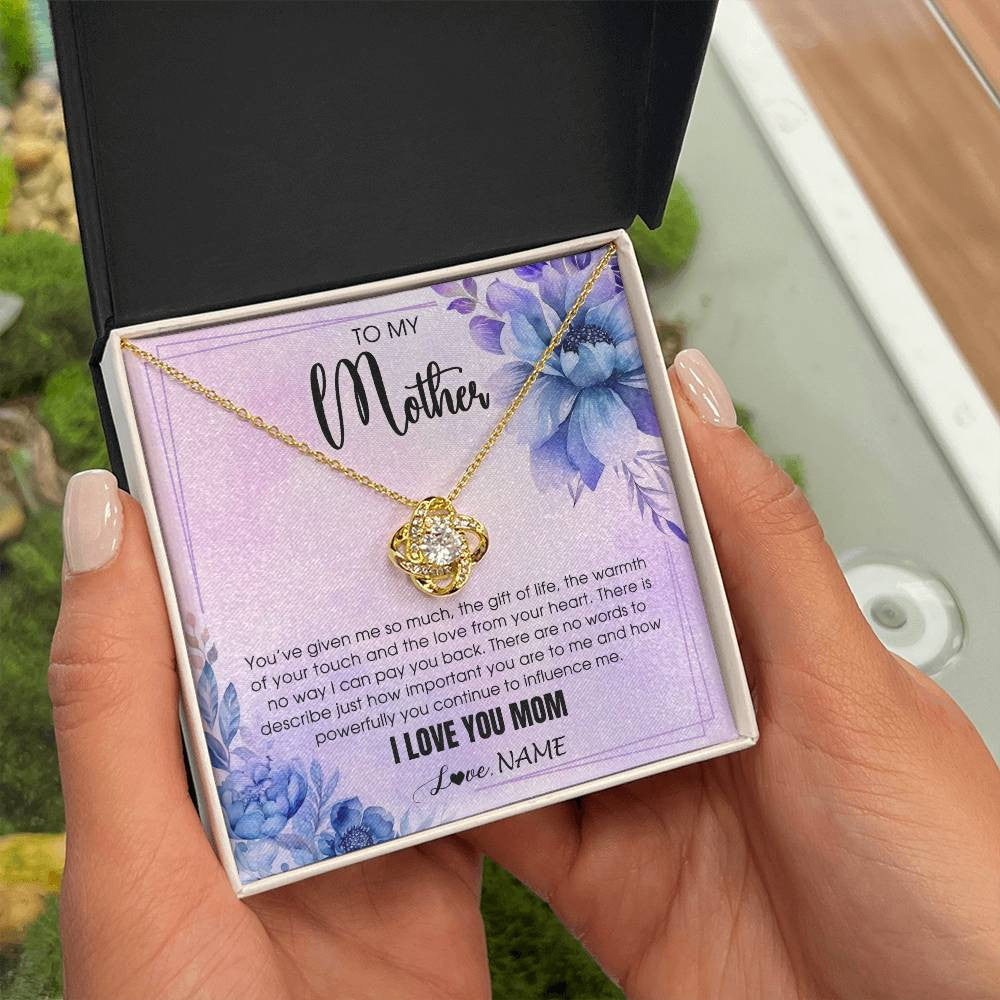Love Knot Necklace 18K Yellow Gold Finish | 2 | Personalized To My Mother Necklace From Daughter Son I Love You Mom Birthday Gifts Mothers Day Thanksgiving Jewelry Christmas Customized Gift Box Message Card | teecentury